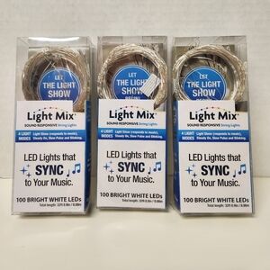 Bundle of 3 Light Mix Sound Responsive LED String Lights Length 32ft.